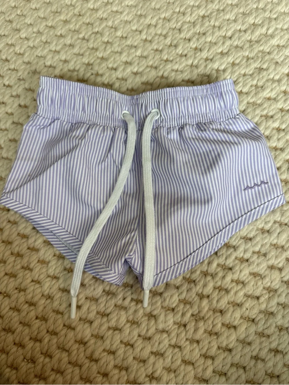 Minnow Kids Lavender Striped Swim Trunks with Drawstring